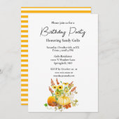 秋の季節のパンプキン誕生日パーティー招待状 招待状 (正面/裏面)