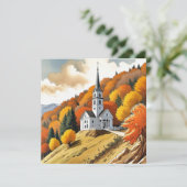 秋の季節の丘の上の教会 シーズンカード (スタンド正面)