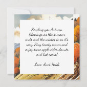 秋の季節の丘の上の教会 シーズンカード (裏面)