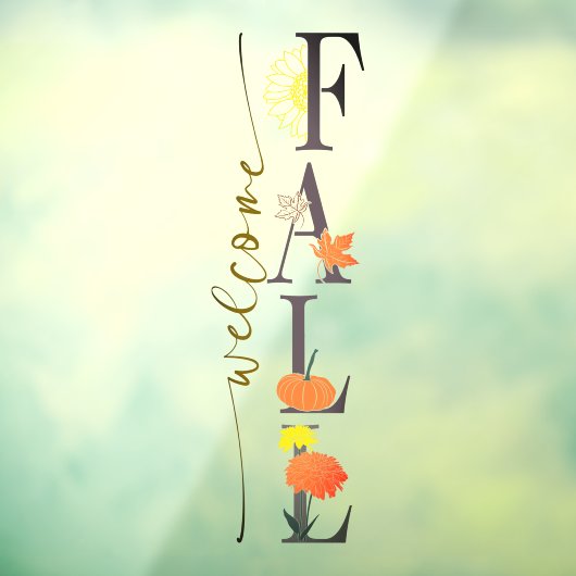 秋の季節の到来 - パンプキンの花のデザイン事業へようこそ ウィンドウサイン (シート3)