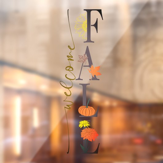 秋の季節の到来 - パンプキンの花のデザイン事業へようこそ ウィンドウサイン (シート2)