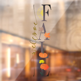 秋の季節の到来 - 紅葉とパンプキンの花のデザイン事業へようこそ ウィンドウサイン