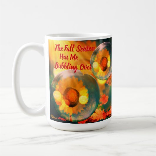 秋の季節は私が泡立つ コーヒーマグカップ (左)