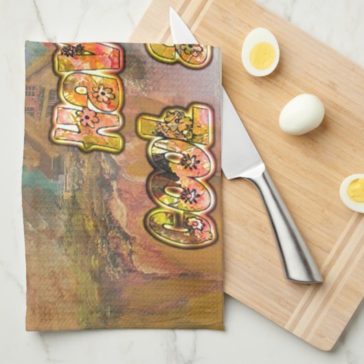 秋の季節クールのヴィンテージアートプリント キッチンタオル (四つ折り)