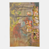 秋の季節クールのヴィンテージアートプリント キッチンタオル (縦)