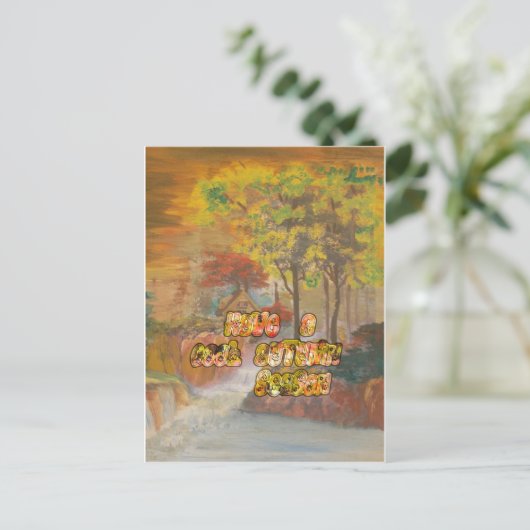 秋の季節クールのヴィンテージアートプリント ポストカード (スタンド正面)