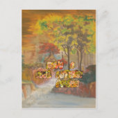 秋の季節クールのヴィンテージアートプリント ポストカード (正面)