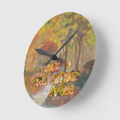 秋の季節クールのヴィンテージアートプリント ラウンド壁時計 (傾斜)