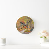 秋の季節クールのヴィンテージアートプリント ラウンド壁時計 (ホーム)