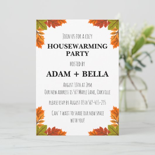 秋の季節到来！新居のお披露目パーティーへのご招待 招待状 (スタンド正面)
