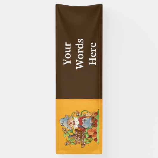 秋の季節的なかかしは単語のフェスティバルの旗を加えます 横断幕 (縦)