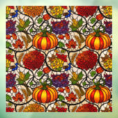 秋の季節、カボチャ、花/ステンレスガラス ウィンドウサイン (シート3)