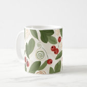 秋の実と植物の葉の模様 コーヒーマグカップ (正面左)