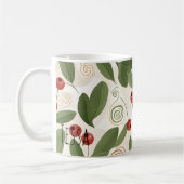 秋の実と植物の葉の模様 コーヒーマグカップ (左)