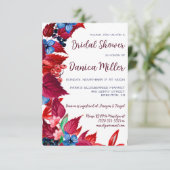 秋の実と葉 紅と青の花嫁のシャワー 招待状 (スタンド正面)