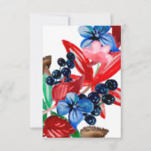 秋の実と葉 紅と青の花嫁のシャワー 招待状 (裏面)