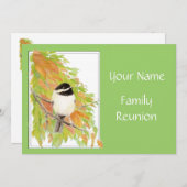 秋の家族の集まり招待状、自然、鳥 招待状 (正面/裏面)