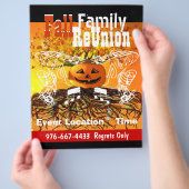 秋の家族再会ハロウィンイベントフライヤー チラシ (手)