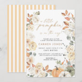 秋の小さなかぼちゃのベイビーシャワー招待状 招待状 (正面/裏面)
