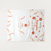 秋の小さなかぼちゃのベイビーシャワー 葉 タペストリー (正面(横))