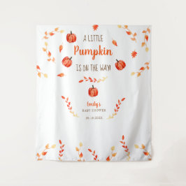 秋の小さなかぼちゃのベイビーシャワー 葉 タペストリー