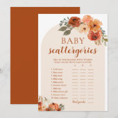 秋の小さなかぼちゃのベビーシャワー カテゴリーゲーム 招待状 (正面/裏面)