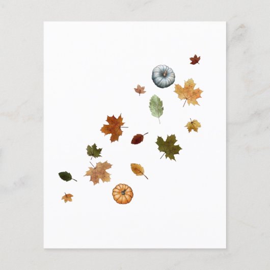 秋の小さなかぼちゃの水の色ベビーシャワー (裏面)