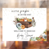 秋の小さなかぼちゃの水の色ベビーシャワー ウィンドウサイン (シート2)