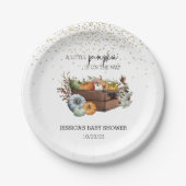 秋の小さなかぼちゃの水の色ベビーシャワー ペーパープレート (正面)