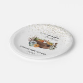 秋の小さなかぼちゃの水の色ベビーシャワー ペーパープレート (アングル)