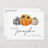 秋の小さなかぼちゃひまわり素朴赤ちゃんシャワー ポストカード (正面/裏面)