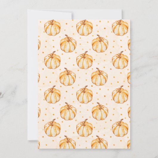 秋の小さなかぼちゃニュートラル赤ちゃんシャワー 招待状 (裏面)