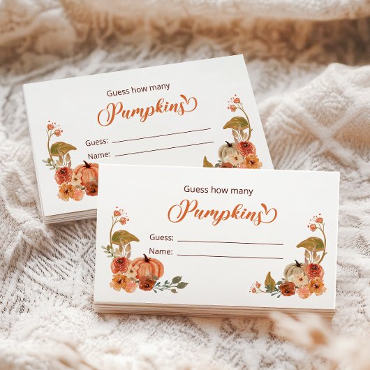 秋の小さなカボチャは数を推測 エンクロージャーカード