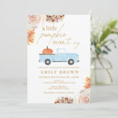 秋の小さなパンプキン男の子ベビーシャワー招待状 招待状 (スタンド正面)