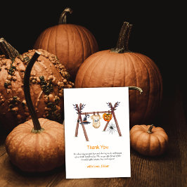 秋の小さなブハロウィーン服の赤ちゃんシャワー サンキューカード