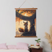 秋の小さな守護者：ラスティ・ウォンデの漫画キツネ 吊り下げ型タペストリー (寝室)