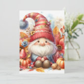 秋の小人と葉の水彩カリグラフィー文字 招待状 (スタンド正面)