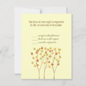 秋の小枝の木-封筒が付いている応答カード 出欠カード (正面)