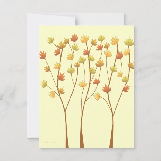 秋の小枝の木-封筒が付いている応答カード 出欠カード (裏面)