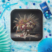 秋の小麦の茎とムームの花束 ペーパープレート (パーティー)