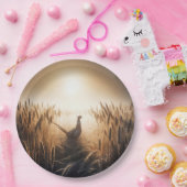 秋の小麦畑のキジ ペーパープレート (パーティー)