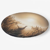 秋の小麦畑のキジ ペーパープレート (アングル)