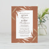 秋の小麦 ゴールドとオレンジ ラスティック ウェディング 招待状 (スタンド正面)