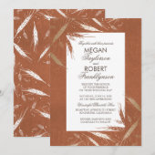 秋の小麦 ゴールドとオレンジ ラスティック ウェディング 招待状 (正面/裏面)