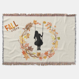 秋の少女スインググラフィック _Fall+Leaf スローブランケット