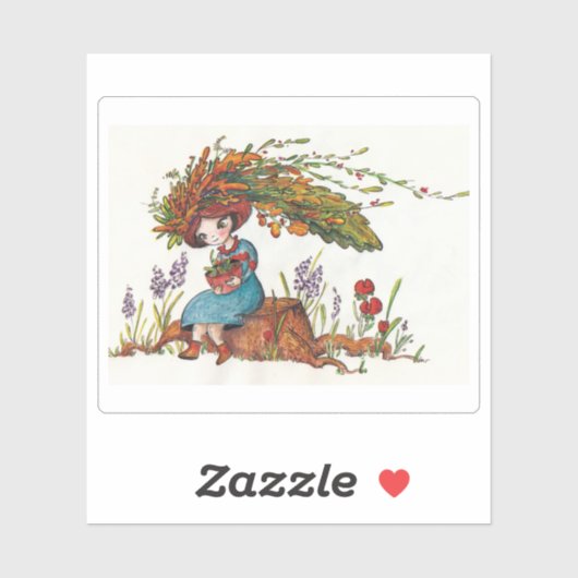 秋の少女 シール (シート)