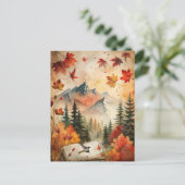 秋の山々紅葉ヴィンテージ自然 ポストカード (スタンド正面)