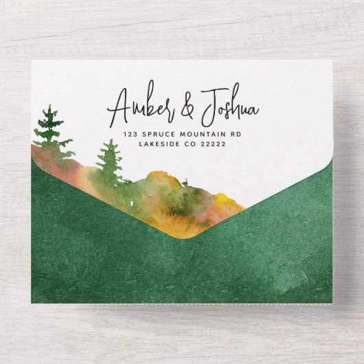 秋の山の一挙式への招待 オールインワン招待状 (裏面)