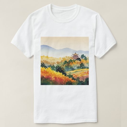 秋の山の風景 Tシャツ (デザイン正面)