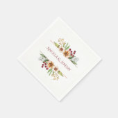 秋の山水色結婚の赤 スタンダードカクテルナプキン (角)